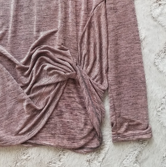 Goldspark Heathered Mauve Raspberry Pink Gray Long Knot Top Small - Picture 3 of 8
